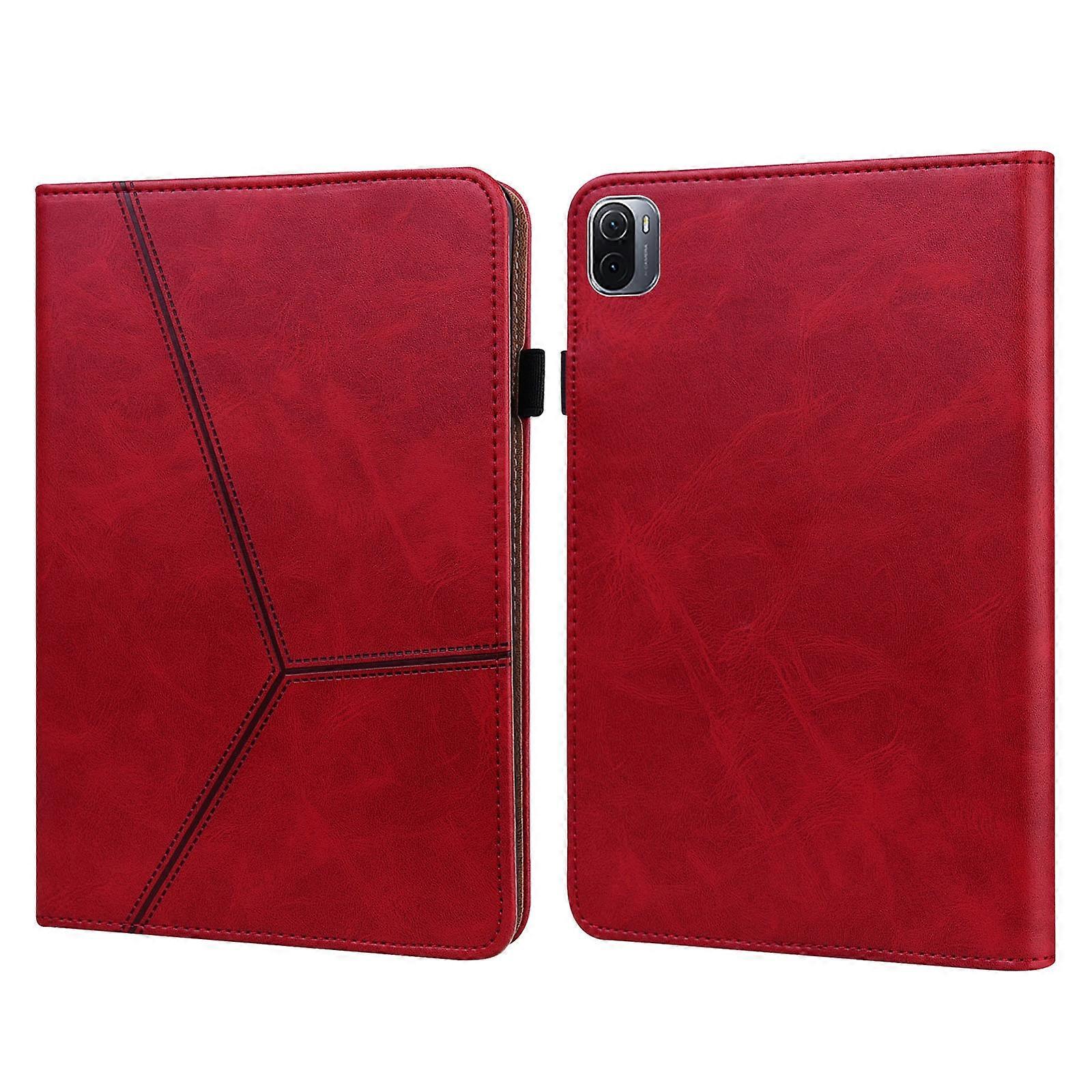 For Xiaomi Pad 5 / Pad 5 Pro Solid Color Embossed Striped Leather Case
