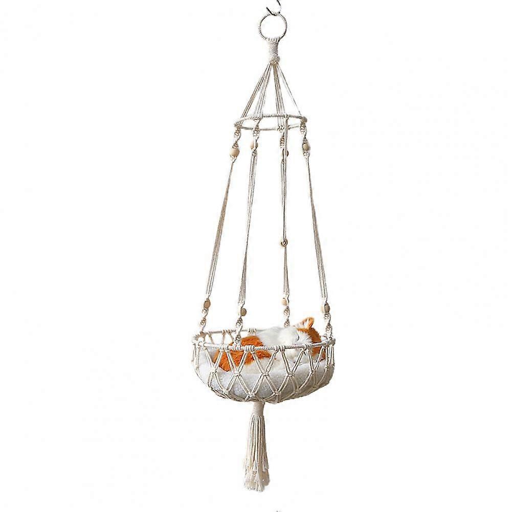 Tassel Macrame Hanging Cat Hammock Hand Woven Cat Swing Bed House Cats for Indoor Windows