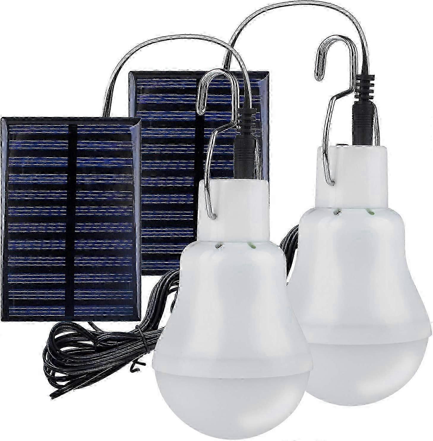2 Portable LED Solar Camping Lights with Hook, Suitable for Outdoor and Garden Emergency Use