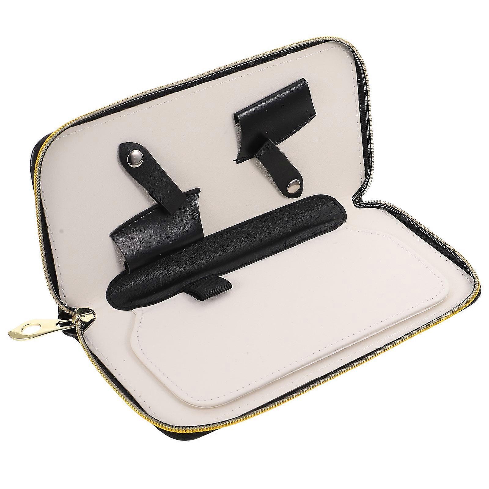 Barber Scissors Carrying Case Bag Hairdresser PU Bag with 2