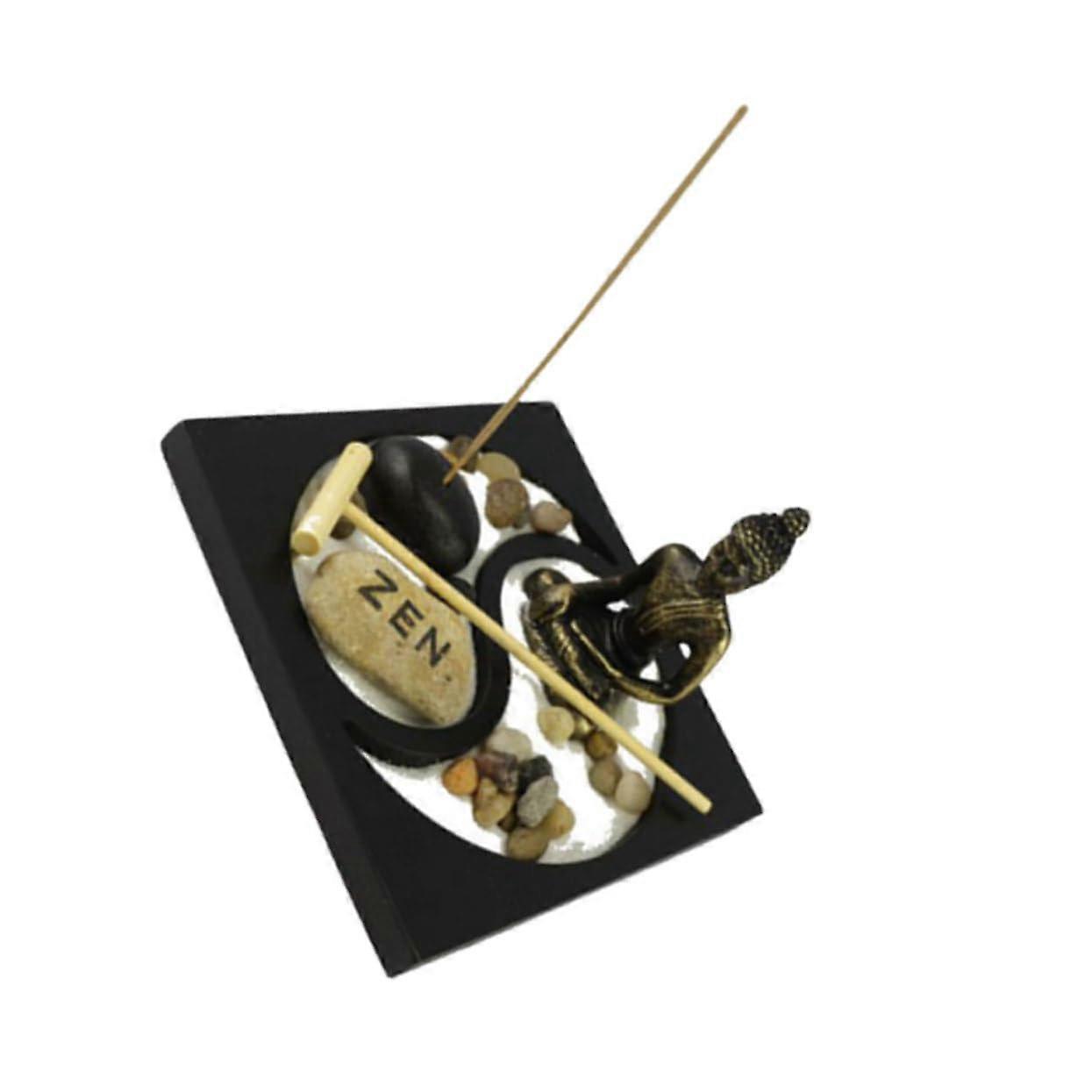 Buddha Statue Sandpit Meditating Statue Table Zen Rock Garden Colour Sand Decor