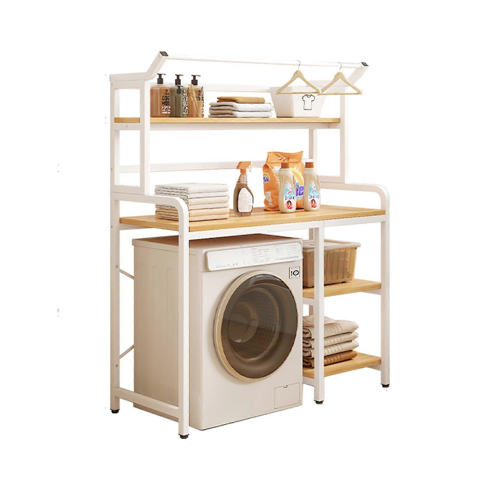 Multifunctional Washing Machine Storage Rack, 4-Layer Adjustable Side Storage Rack for Top-Load Washers, Space-Saving Plastic Shelves