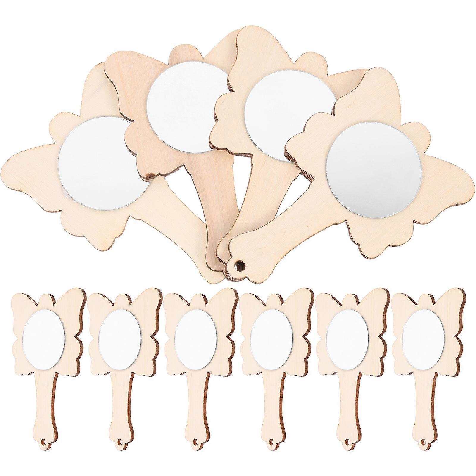 Kids Craft Small Mirror Unfinished Handcrafted Hand Held Mirror For Friends 10Set