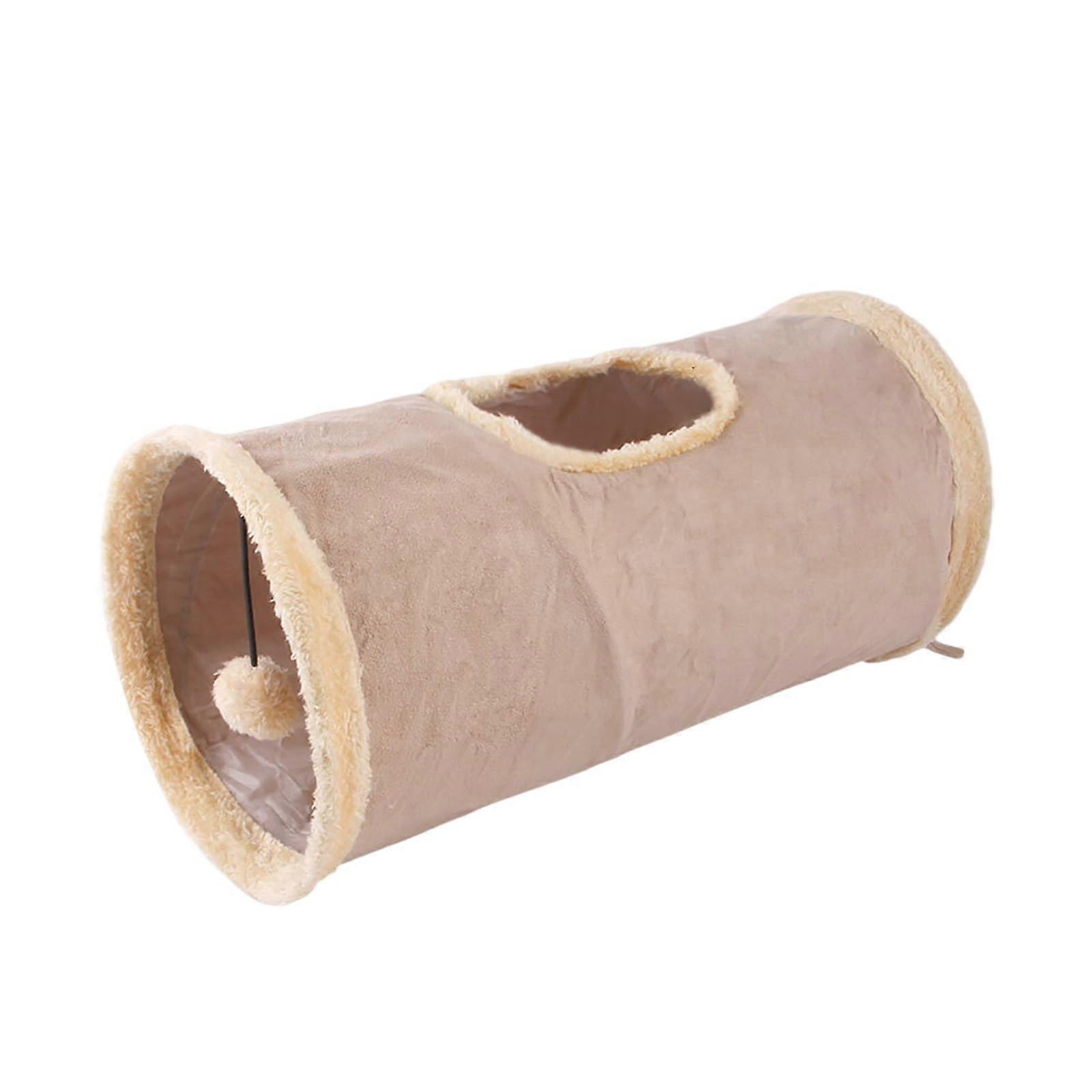 Pet Supplies Dog Foldable Cat Tunnel 31x29x2cm Khaki, Portable Cat Play Tunnel for Cats, Ferrets and Rabbits