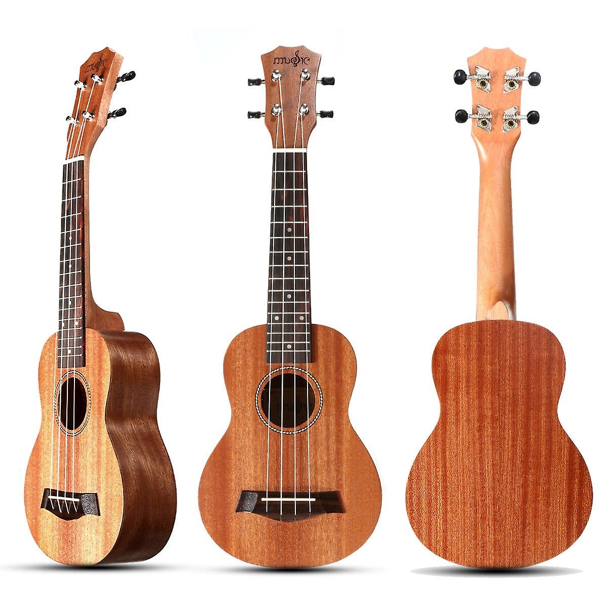 21 Inch 4 Strings 15 Frets Wood Color Mahogany Ukulele Musical Instrument With Guitar Picks/rope