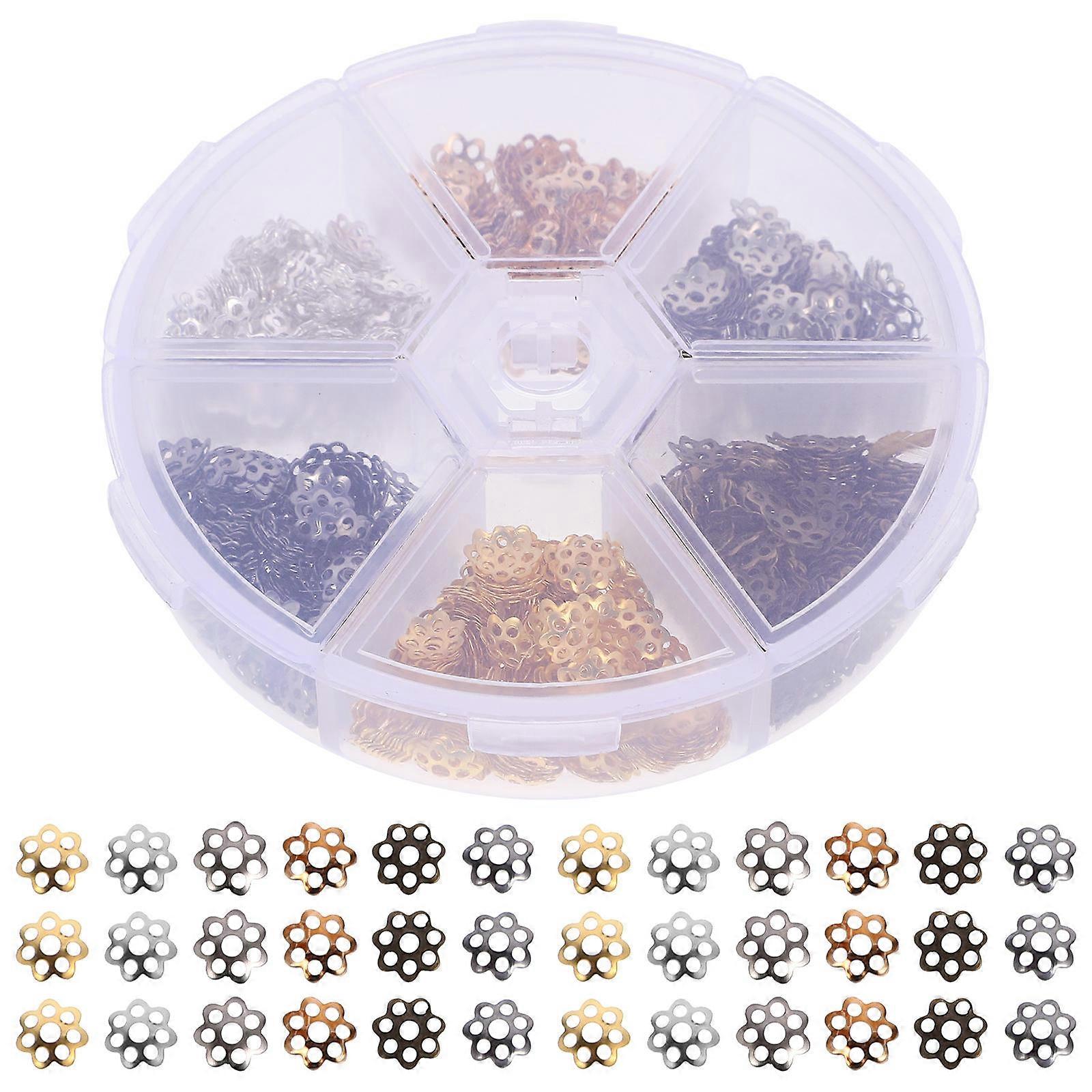 Jewelry Findings End Caps Flower Metal Spacer Beads Iron Material Assorted Color For Diy Design 1 Set