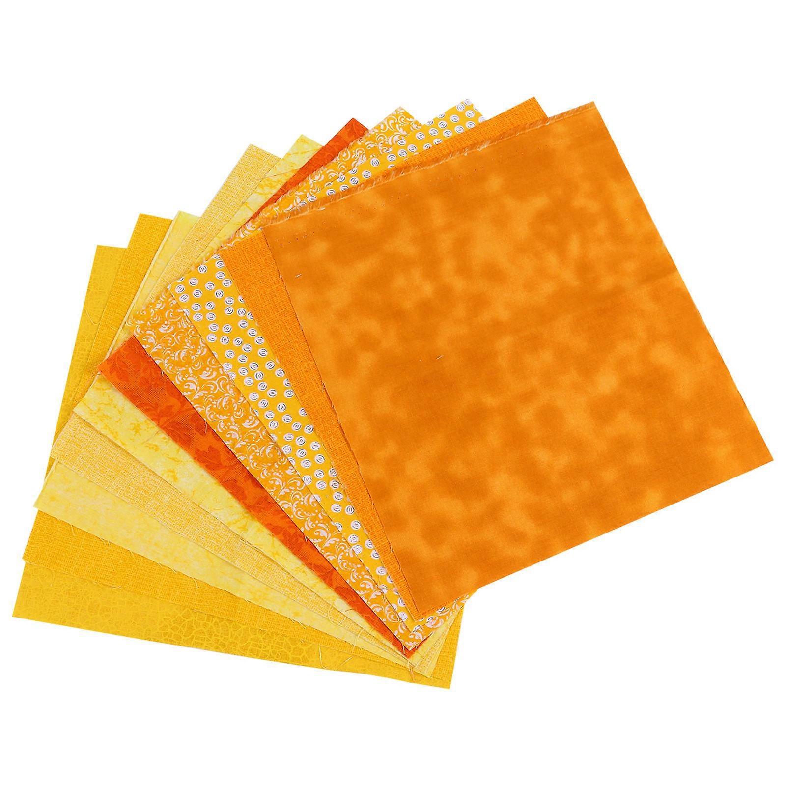 Patchwork Quilting Fabric Cotton Cloth Material Handmade Projects Yellow Color Rectangular Shape Diy Crafting 10Pcs