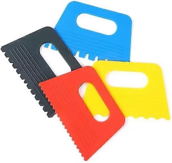 Plastic paint scrapers, random colors, putty knives, spatula tools, 4 pieces.