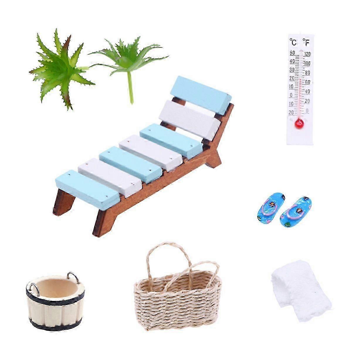 ビーチマイクロランドスケープ、ミニチュア装飾サウナアクセサリーセット、ミニチュア装飾ビーチ装飾、ミニビーチ装飾、ミニドールハウスアクセサリー