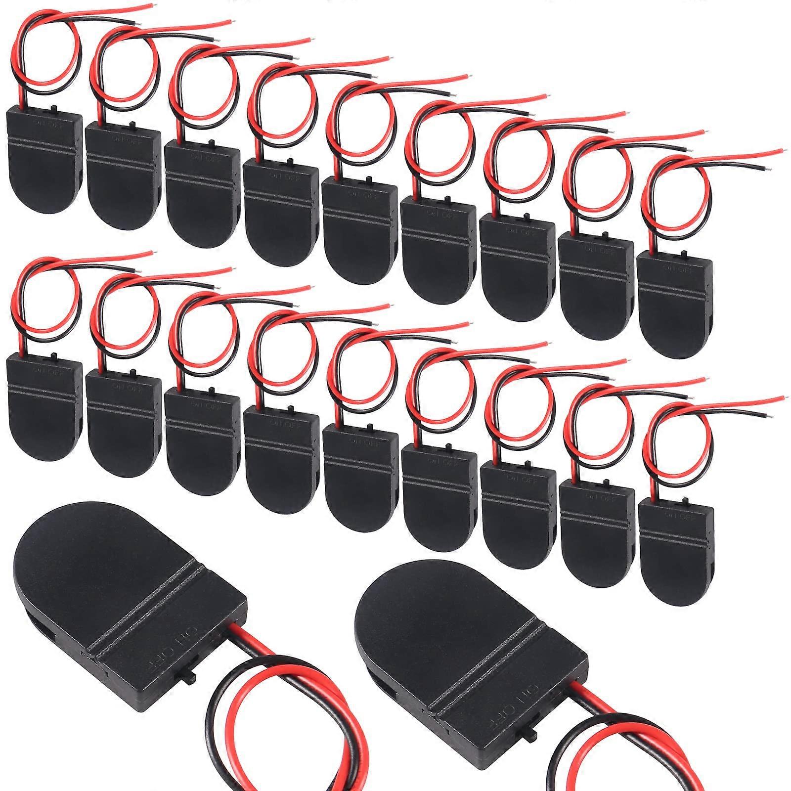 CR2032 Batteriehalter mit Drahtkabeln Packung mit 20 Stück Schwarz