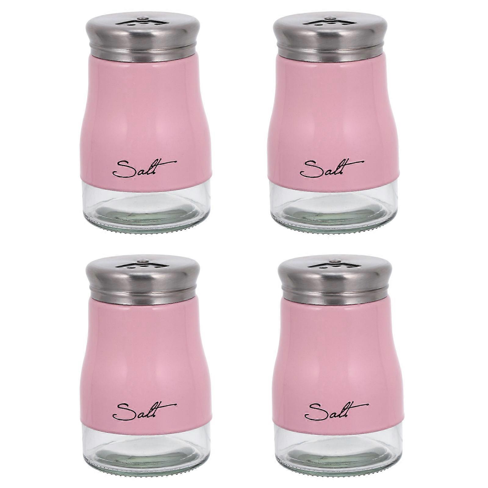 Seasoning Jars Metal Seasoning Containers Chefs Universal Seasoning Bottle Ideal for Barbecue 6x6x9cm Pink Color 2Pack