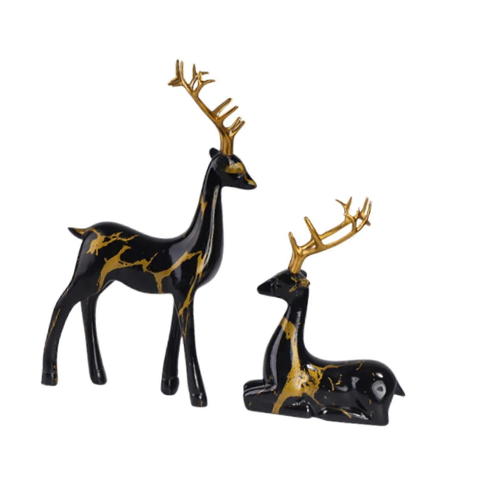 Reindeer Statue Ornaments Modern Deer Statue for Desktop Bookshelf Farmhouse Gold