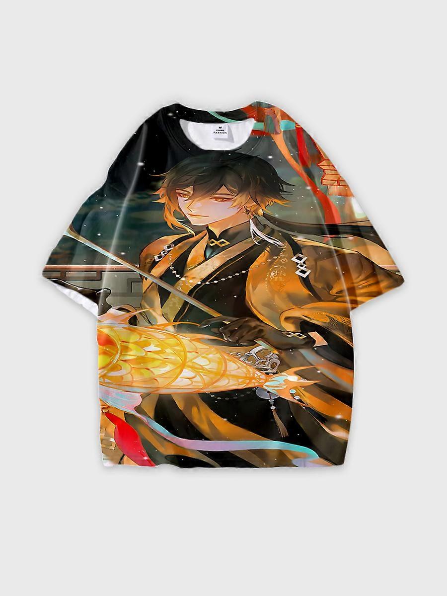 T-shirt round neck Role Pattern loose short sleeve D247