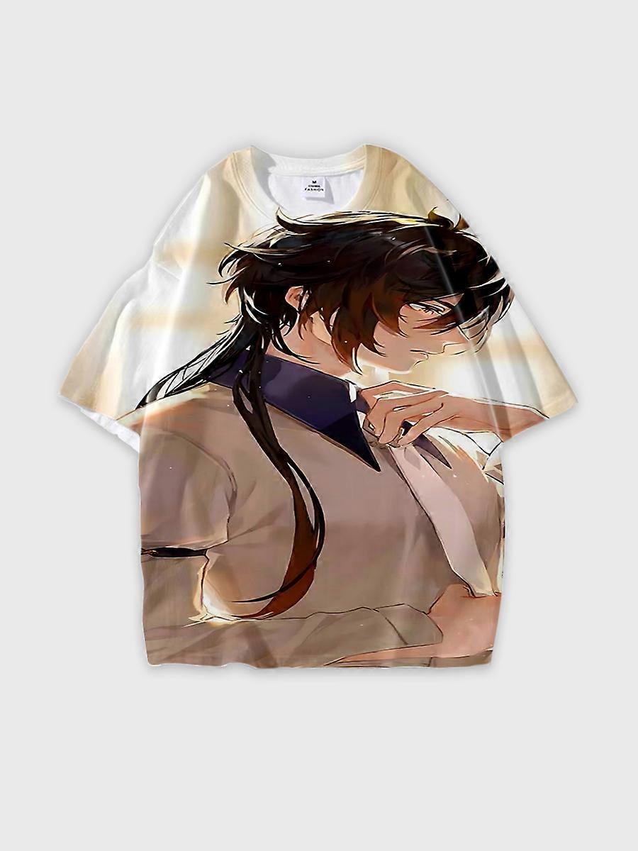 T-shirt round neck Role Pattern loose short sleeve D216