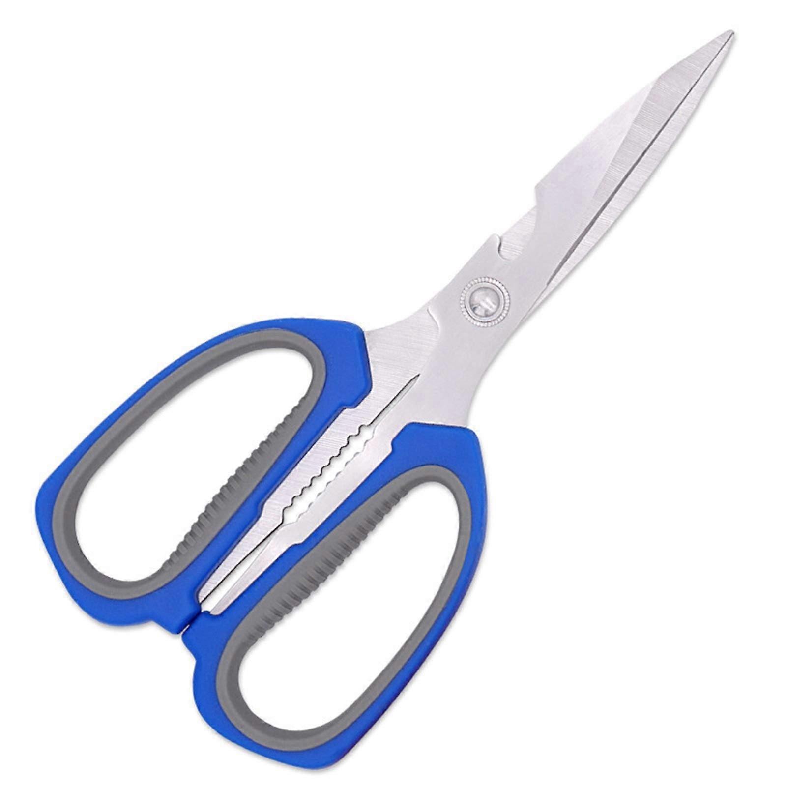 Salad scissors made of stainless steel, chicken bone scissors, household scissors, kitchen scissors, office scissors (blueorange)