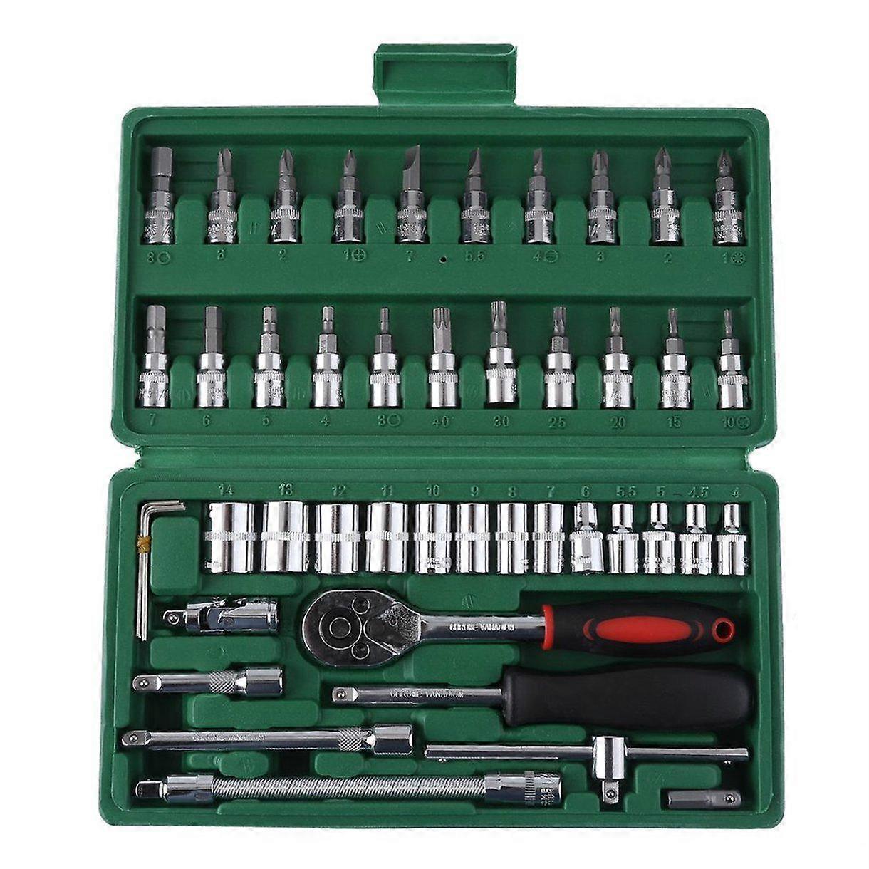 Ratchet With Push 46pcs/set Ratchet Torque Wrench Kit 1/4 Inch Socket Durable Spanner Set