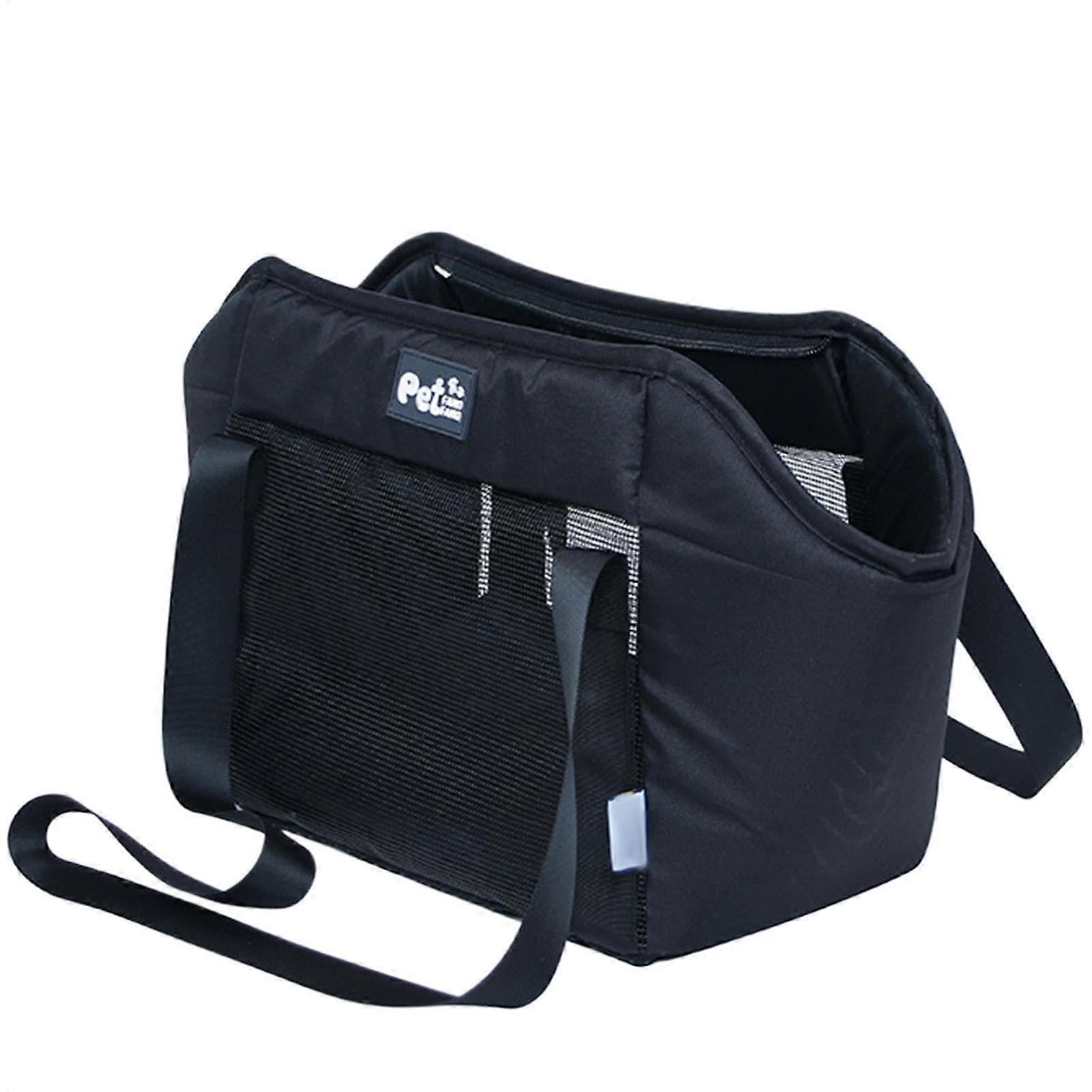 Cat Shoulder Carrier Bag, Portable Pet Carrier with Removable Strap, Black (Size: L 48 x W 27 x H 4 cm)