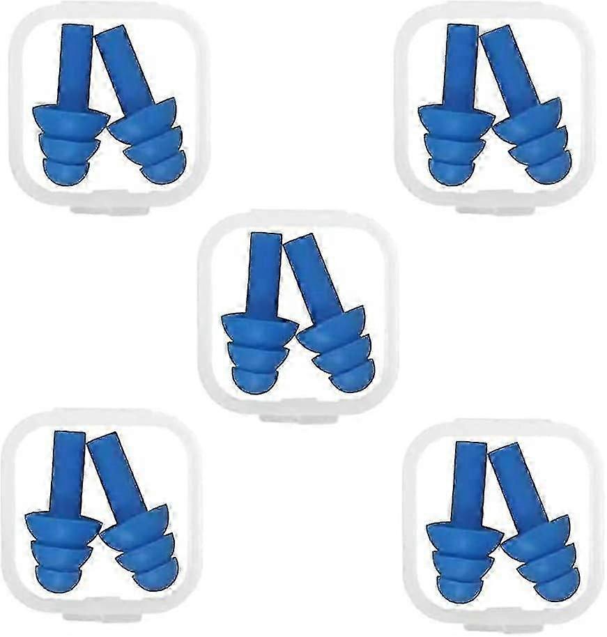 5 Pairs of Reusable Silicone Earplugs for Sleeping, Swimming, and Noise Reduction - PXCL