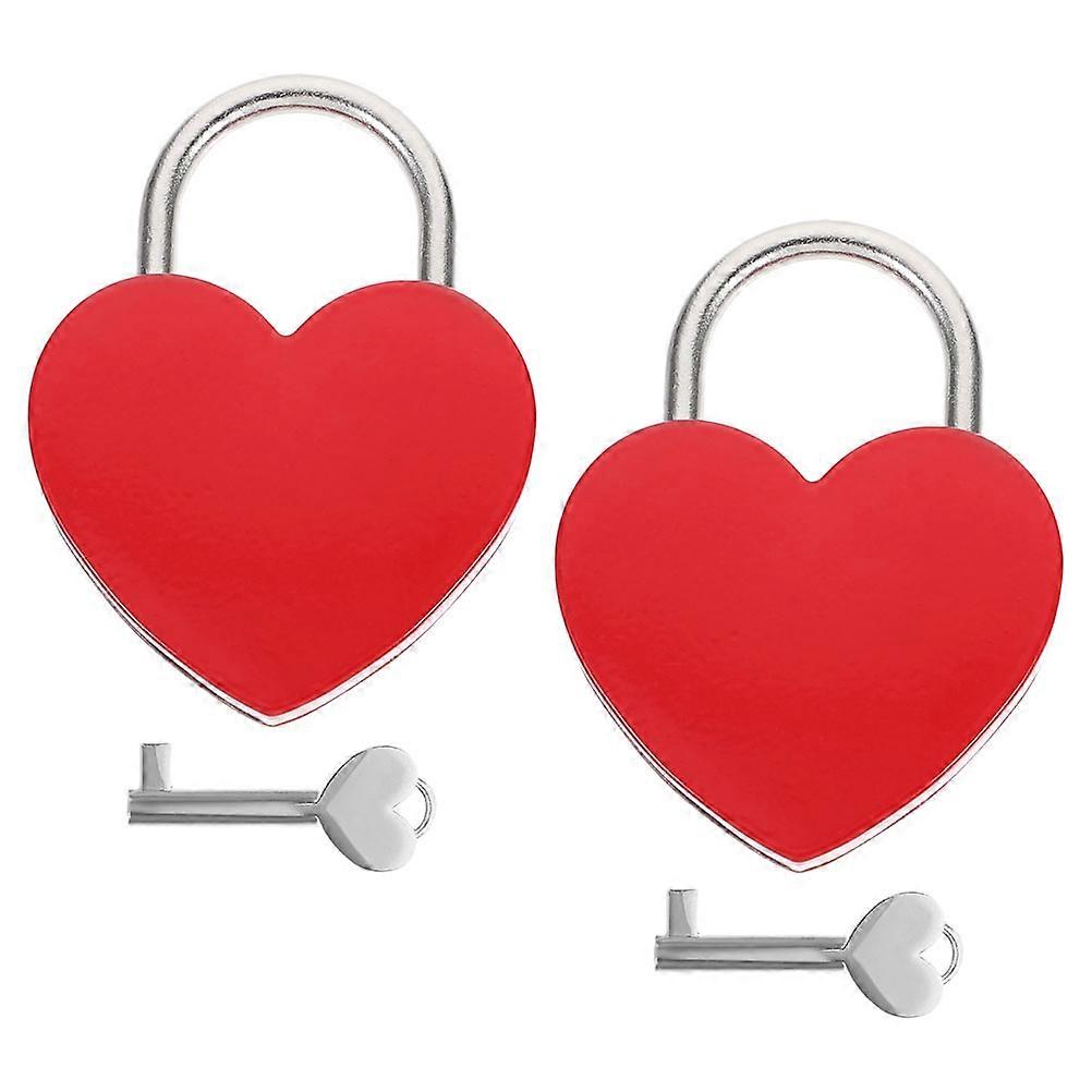 DecorativeLoveLock HeartBagLock LuggagePadlocks WithKey 2Sets RedZincAlloy