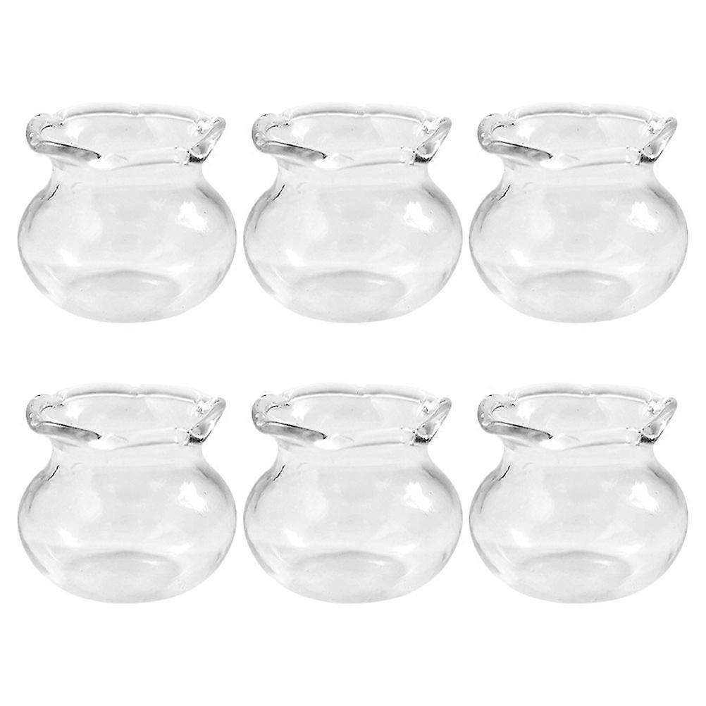 Tiny Fake Fish Bowl Miniature Glass Fish Tank Model Hobbyists 2.5X2.5X2CM Transparent 6Set