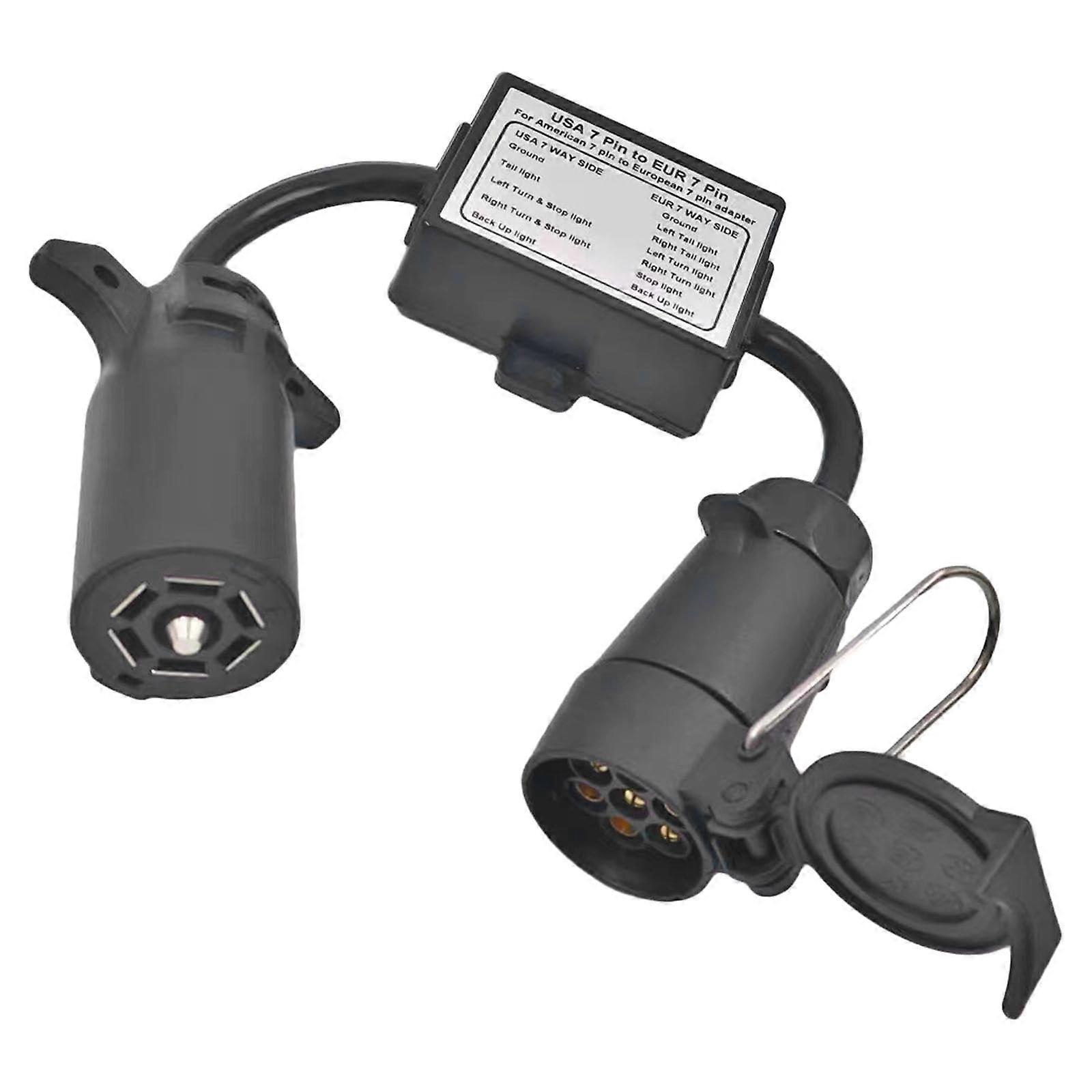 7 Pin Trailer Adapter for Truck Semi-Trailers, Durable Wiring, Heavy-Duty Compatibility, Standard Size Connector