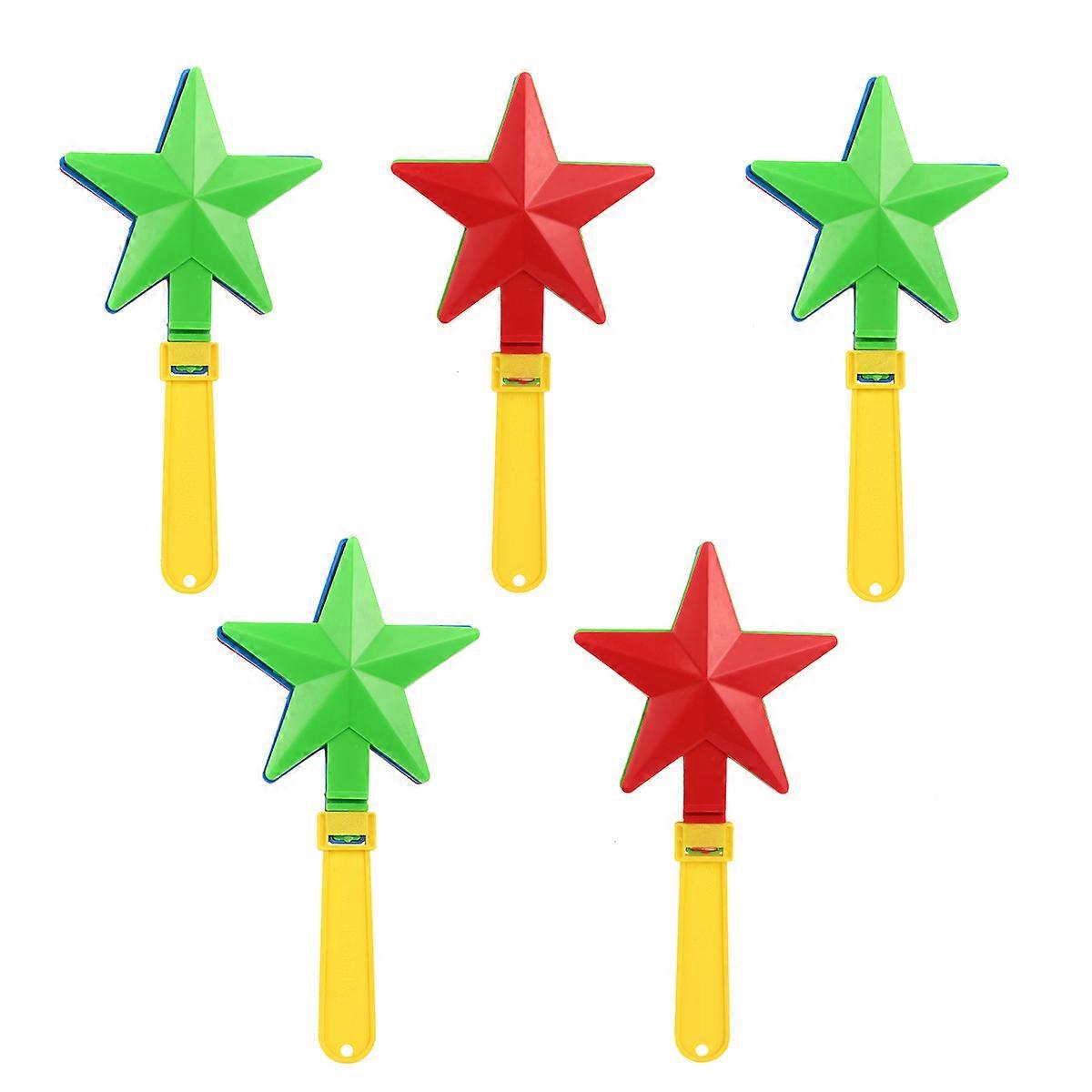 Colorful Star Shaped Hand Clappers for Party Fun Plastic Noisemakers 5 Pieces
