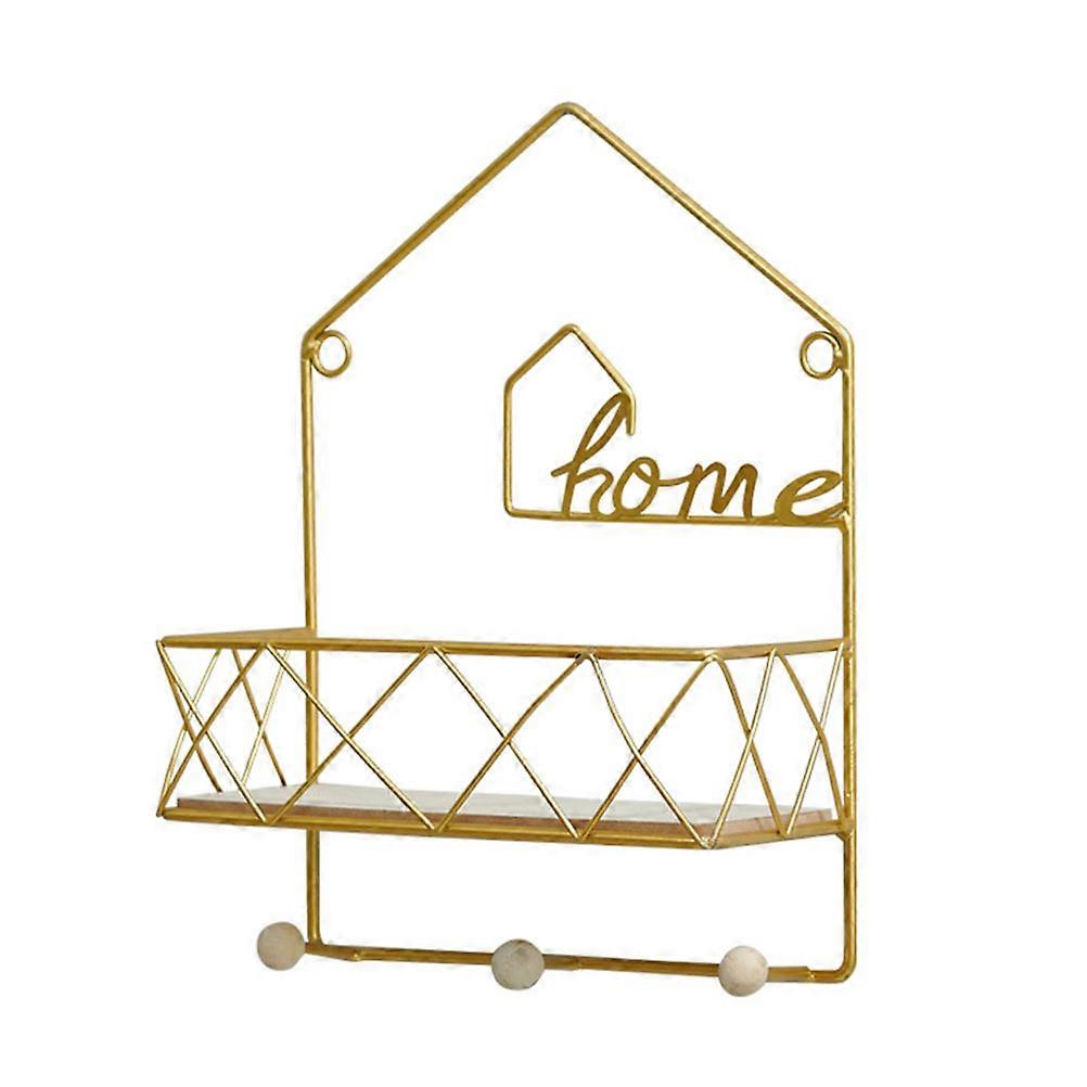 Golden Wallmounted Storage Rack with Strong Iron Material for Creative Home Organization and Decoration 1Pc