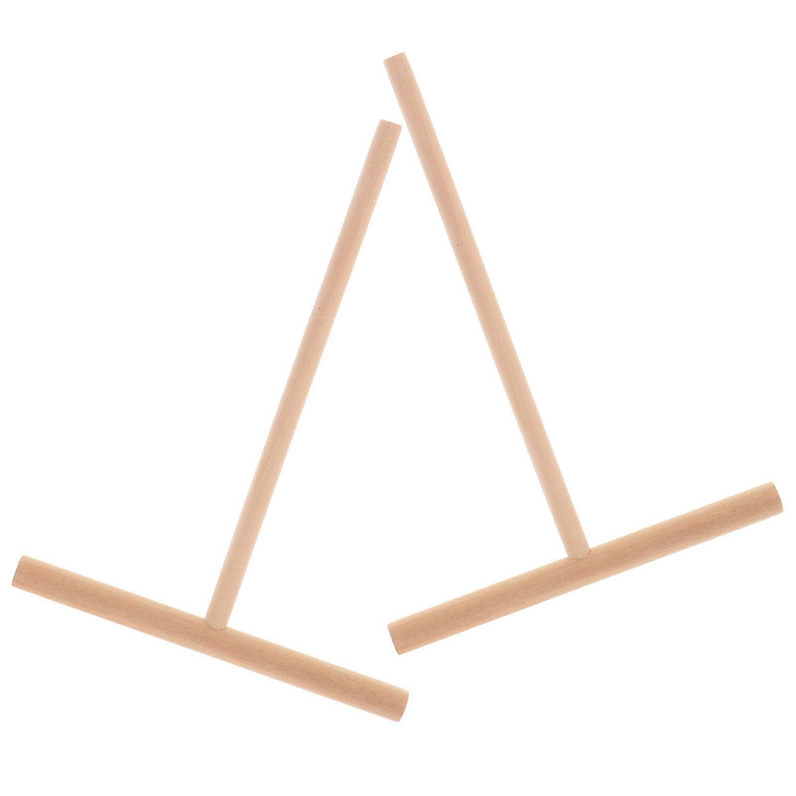 Wooden Crepe Spreader for Kitchen Use Khaki Synthetic Material 2Pcs Practical Pancake Tools