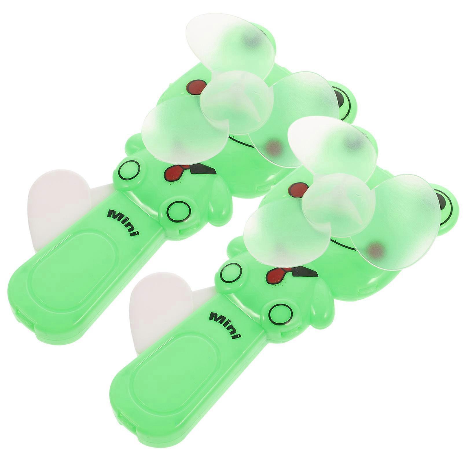 Mini Handheld Fan 2Pcs Green with Hand Pressure Operation for Cooling Use