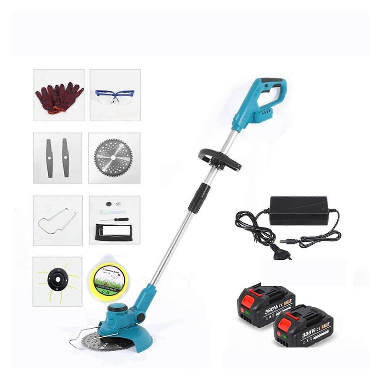 Thread Cutter and Edge Cutter 8-Inch Cordless Lawnmower With Brushless Motor Telescopic Length 2 Battery Set