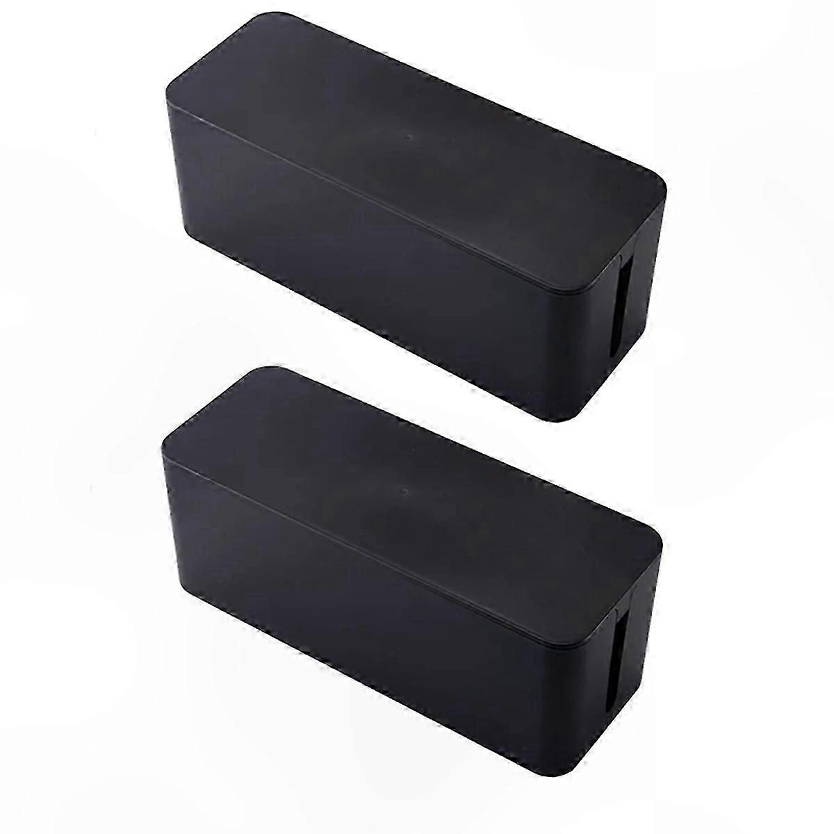 Black Plastic Wire Organizer Box for Power Cords and Junction Storage Solutions