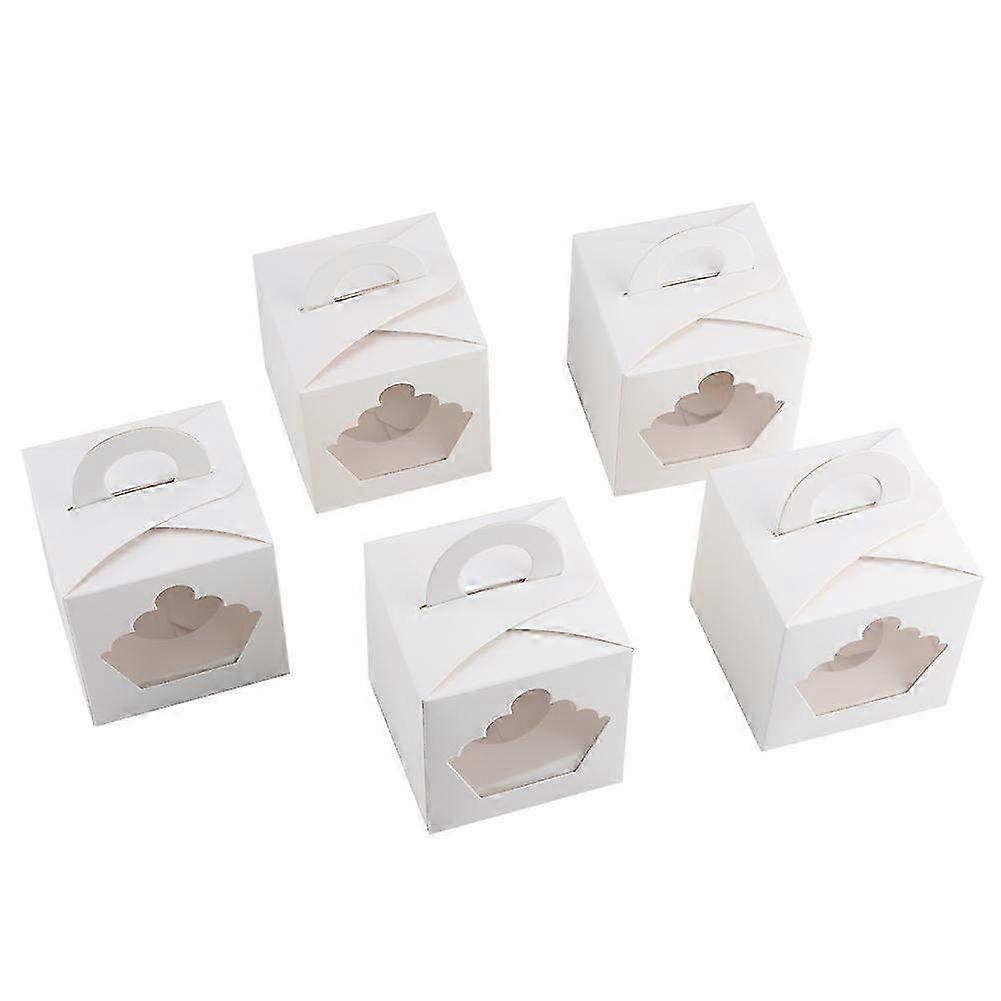 Set of 5 Delicate Single Hole Cupcake Storage Boxes - Elegant Paper Boxes for Cake & Treat Packaging