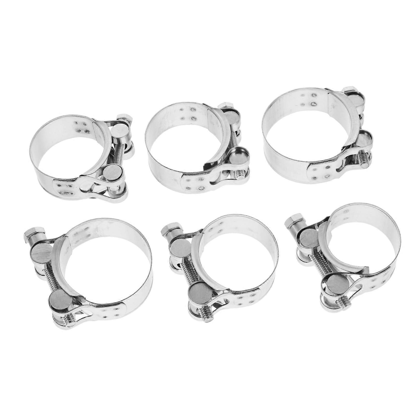 Robust 6-Pack Adjustable Hose Clamps for High-Pressure Applications, Corrosion-Resistant, Durable Tube Clips
