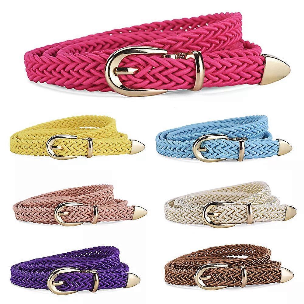 Unisex, Braided Thin Waist Belt with Detachable Alloy Pin Buckle, Adjustable, Simple Design
