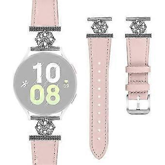 Compatible For Samsung Galaxy Watch 42mm Watch Band Genuine Cow Leather Flower Decor Adjustable Strap