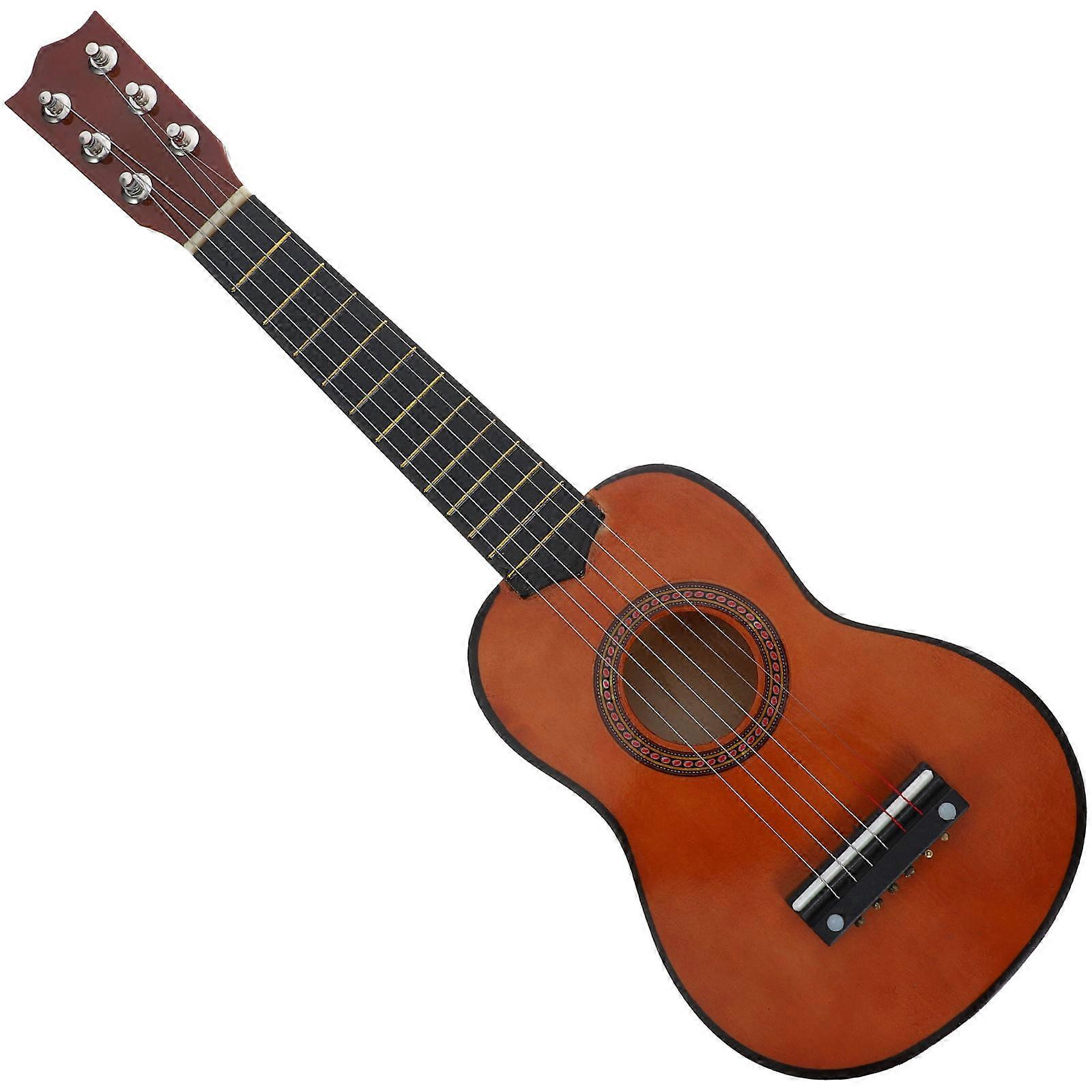 Wooden Guitar for Kids Music Enlightenment Home Decor Craft Coffee Color 1 Piece