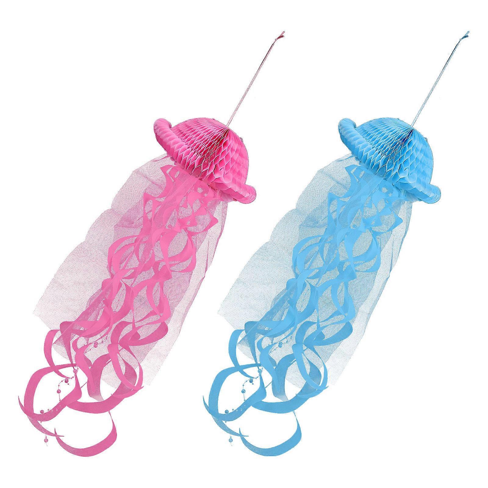 Hanging Jellyfish Paper Lanterns For Home Decoration 11.79X11.79X35.37inch Cheerful Atmosphere 2Pcs