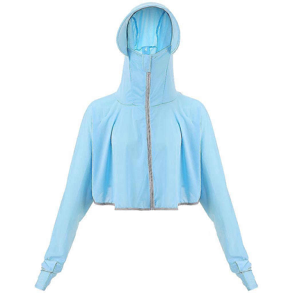 1PC Stylish Sun Block Clothing UV Protection Women's Cape Designed For Summer Outdoor Activities Blue Free Size Quick-Dry Mask Hat