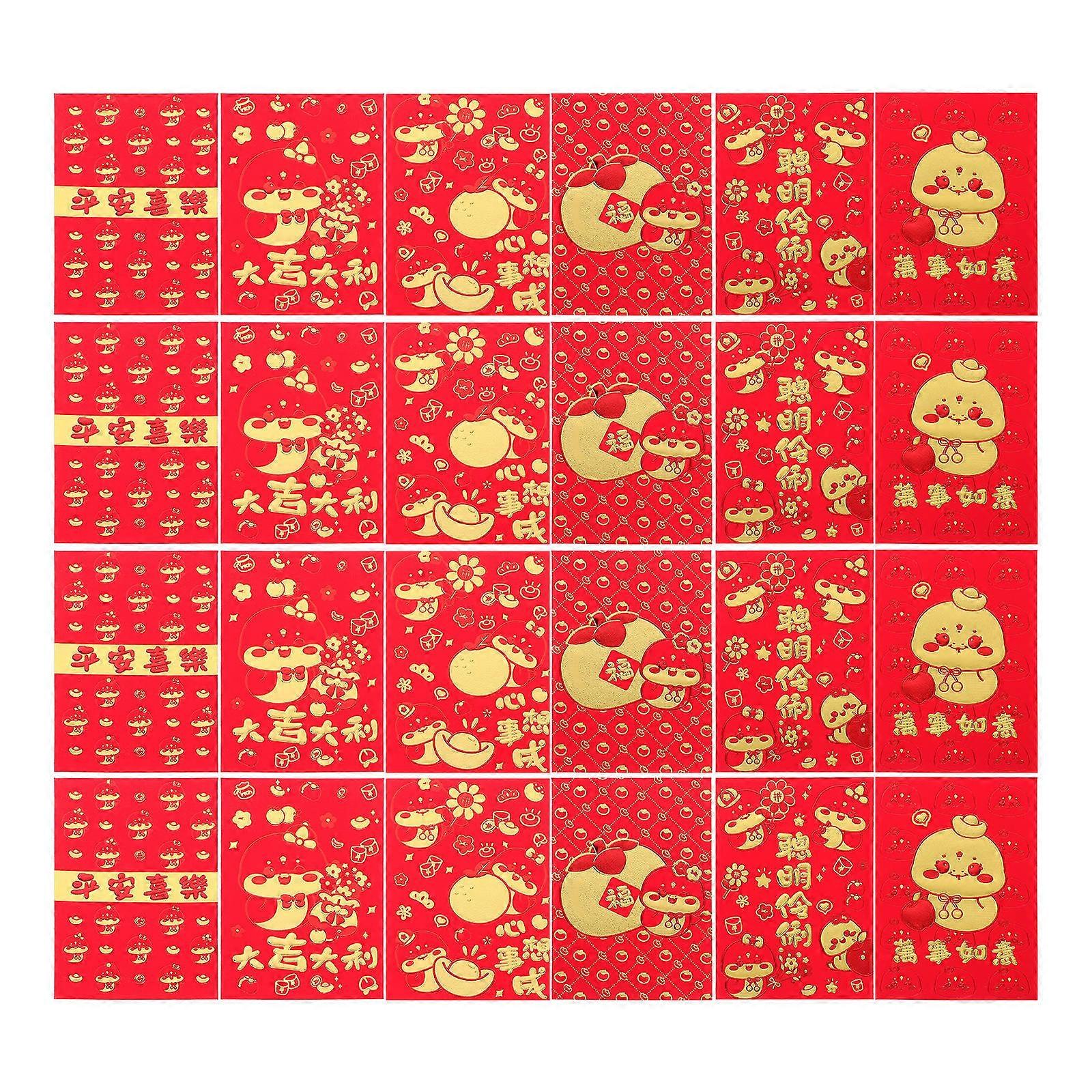 Chinese New Year Red Envelopes with Durable Paper Design for Celebrating 2025 Year of the Snake Assorted Color