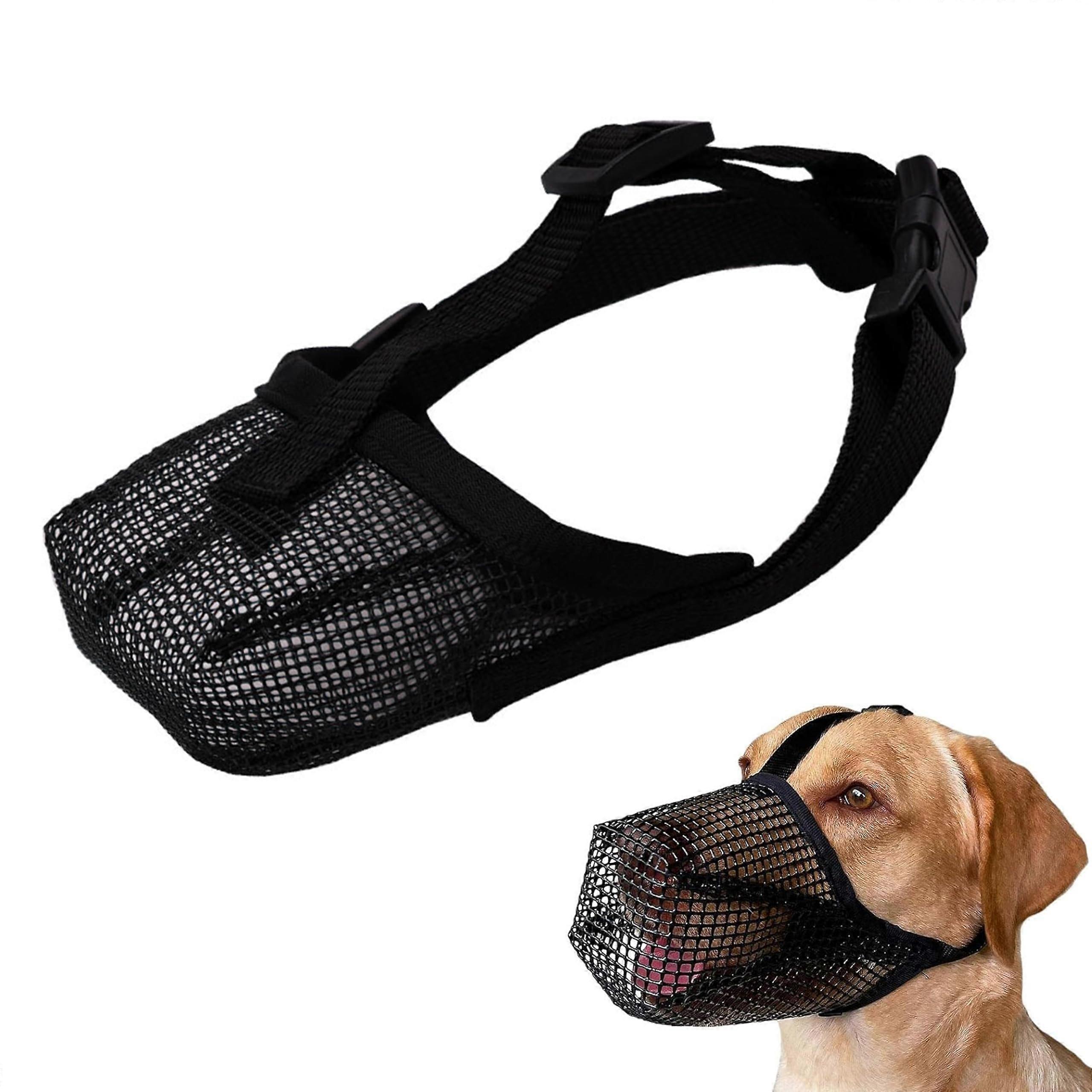 Dog Muzzle, Breathable Dog Muzzle, Dog Muzzle with Rounded Mesh, Adjustable Breathable Mesh Dog Muzzle