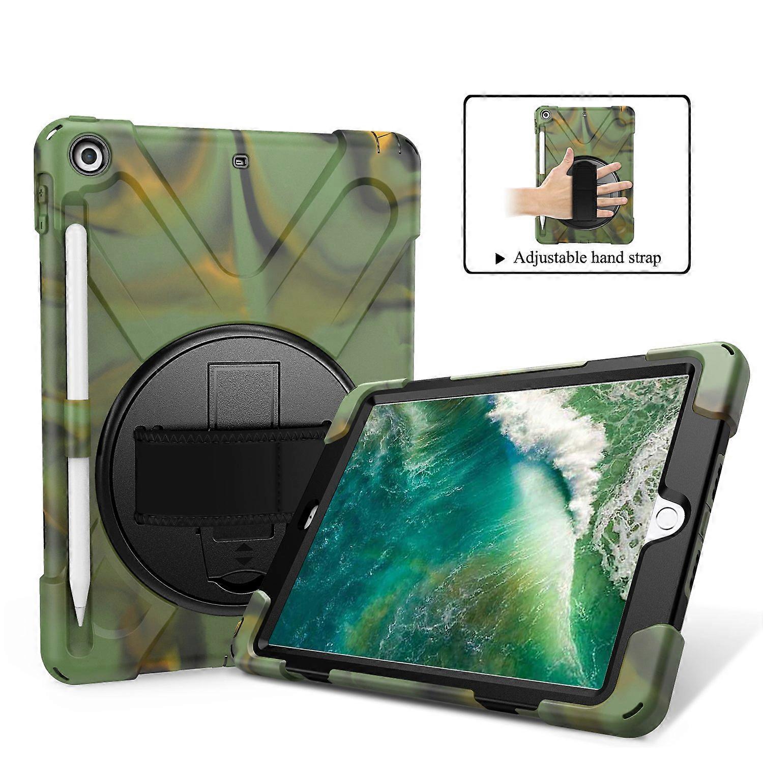 X-Shape PC + TPU Combo Case for iPad 9.7-inch (2018) (2017) with Hand Strap [360 Degree Rotary Kicks