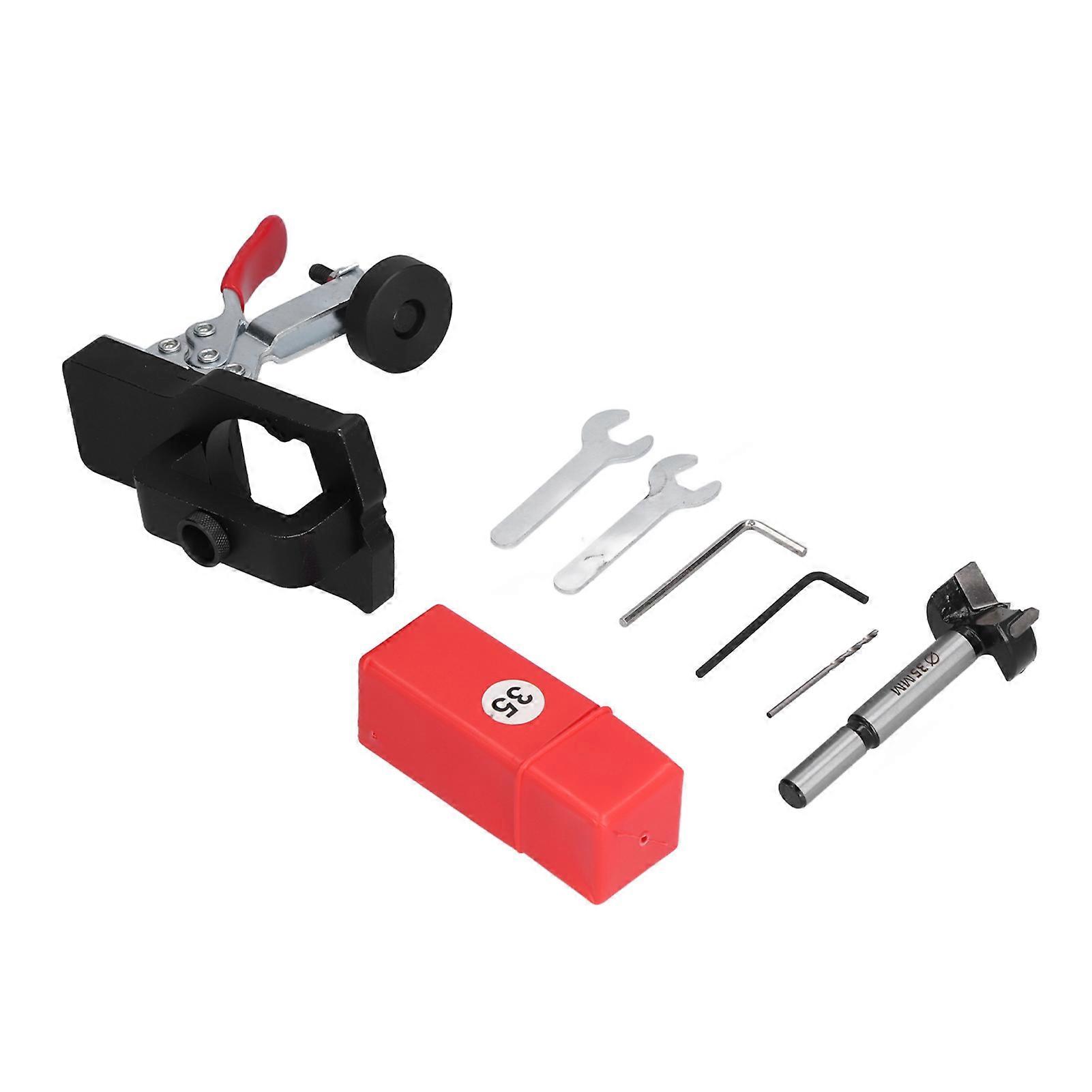 8Pcs Hinge Jig 35mm Hole Drilling Guide Twist Drill Bit Reamer Kit Set for Woodworking