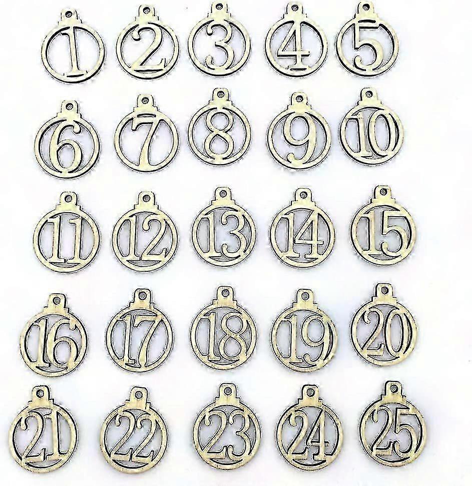 Wooden 1-25 Number Countdown Calendar Markers Gifts Christmas Advent Calendar Tags 25pcs Betterlifefg