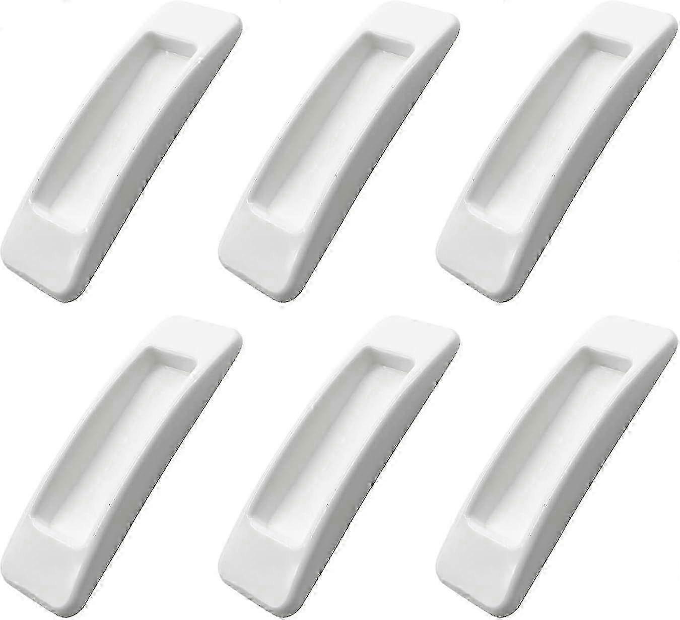 White Pack of 6 Self-Adhesive Sliding Door Handles with Double-Sided Tape - No Drill Installation for Drawers & Doors Edition 0813