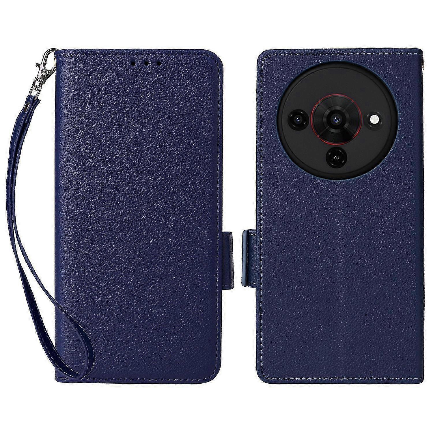 A Litchi Texture PU Leather Wallet Phone Cover with a Wrist Strap for the ZTE Blade A76 5G Case