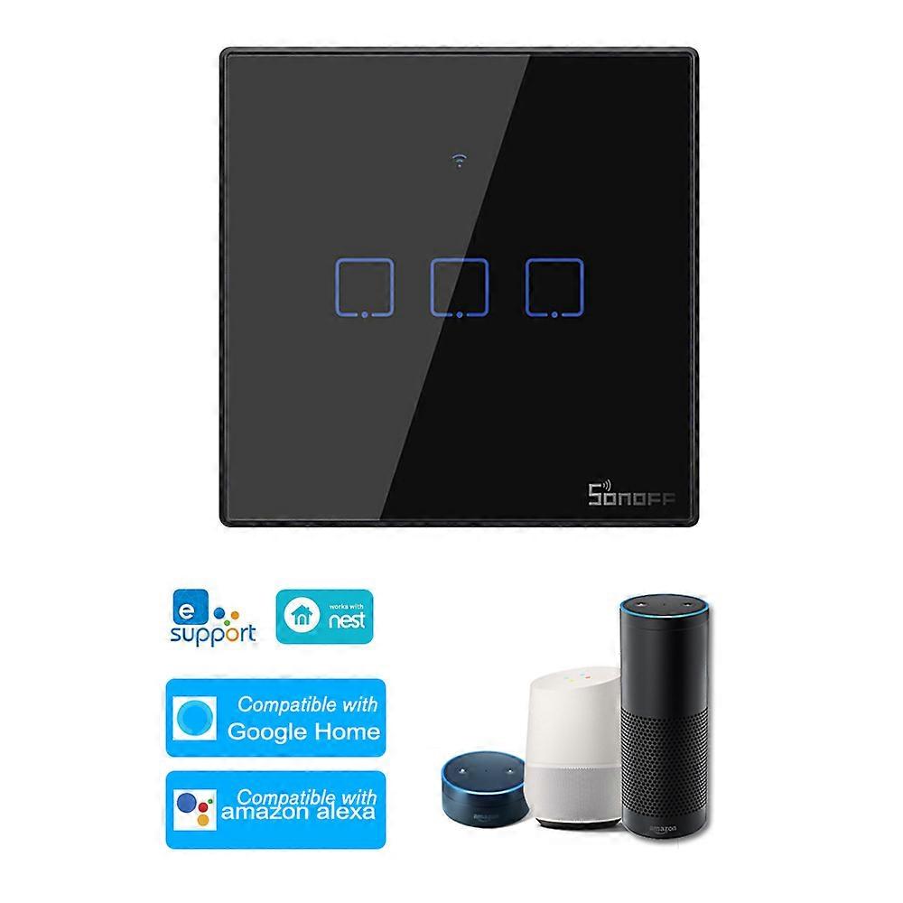 SONOFF T3UK3C-TX Smart WiFi Light Switch: Alexa Compatible, Touch & Remote Control