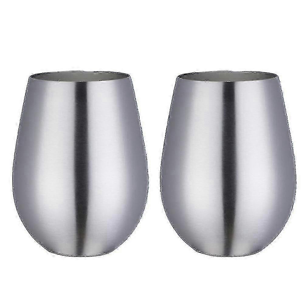 هدية عيد الأب الفولاذ المقاوم للصدأ Stemless النبيذ الزجاج، في الهواء الطلق المحمولة النبيذ بهلوان لحمام السباحة، والتخييم، والطهي، والسفر - مجموعة من 2 شرب المعادن