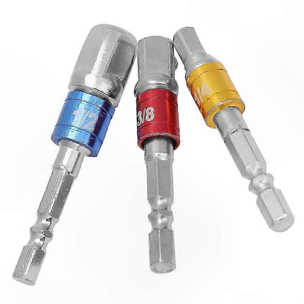 Hex Shank to Square Drive Adapter Set, 1/4", 3/8", 1/2" Size Conversion Tool for Socket Wrenches