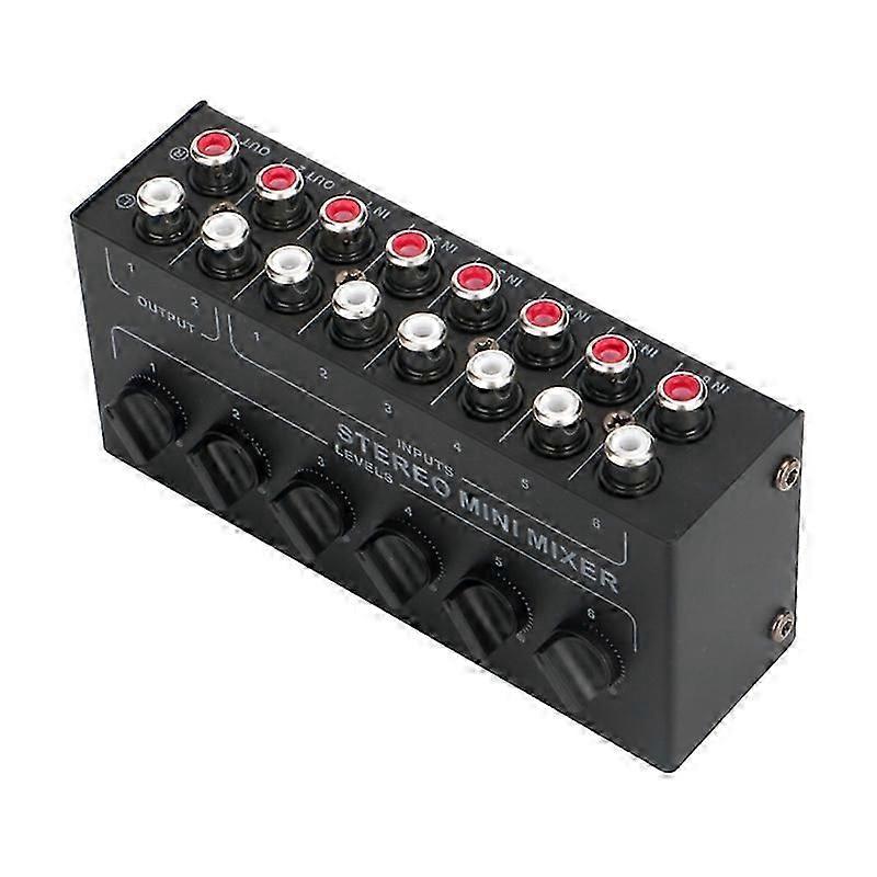 CX600 Mini Stereo 6-channel Passive Mixer Multi-channel Mixer Small & Sophisticated Audio Stereo Mixer gain Adajustment