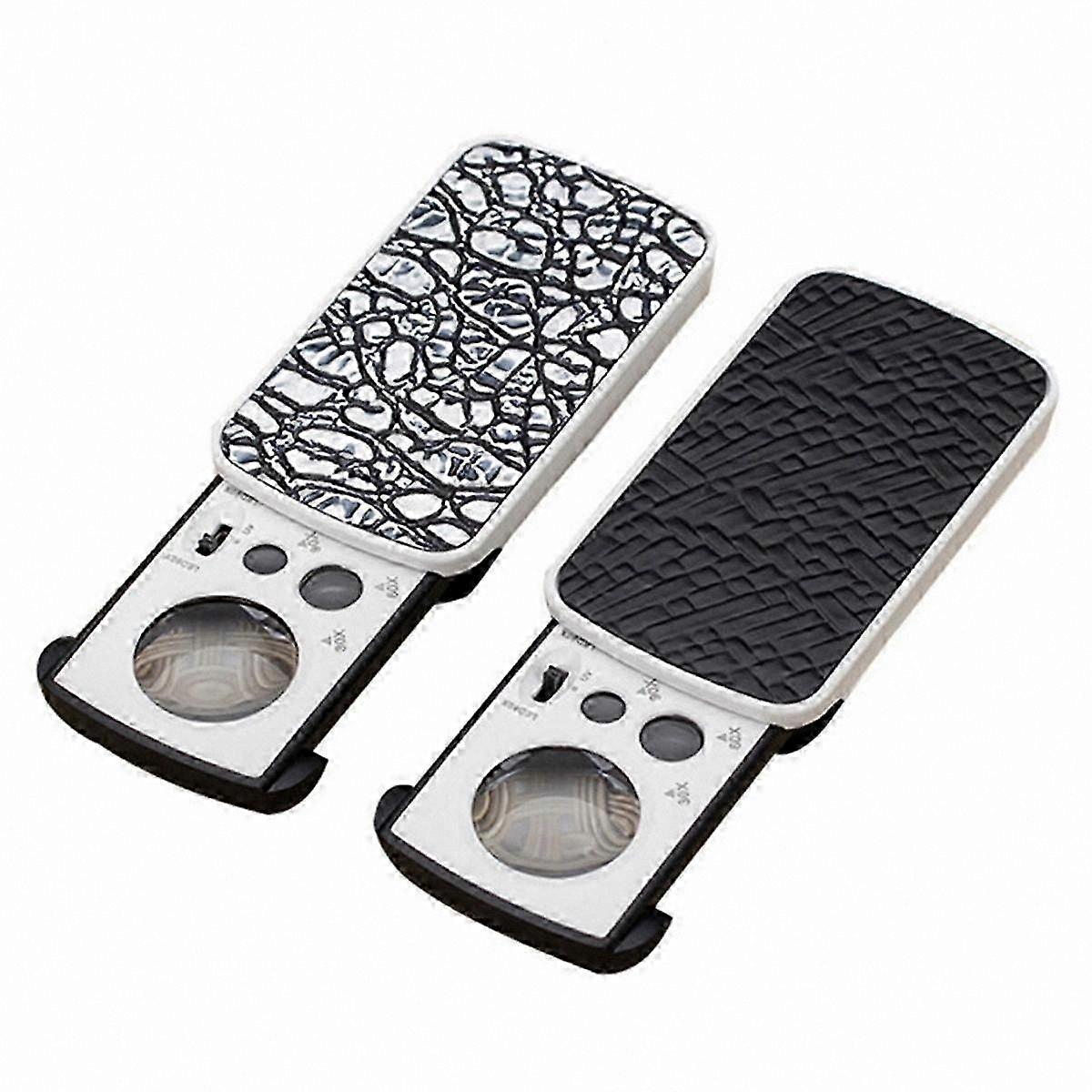 2-Pack LED Lighted Magnifying Glass with 30X, 60X, 90X Zoom for Jewelry Inspection and Crafting Use